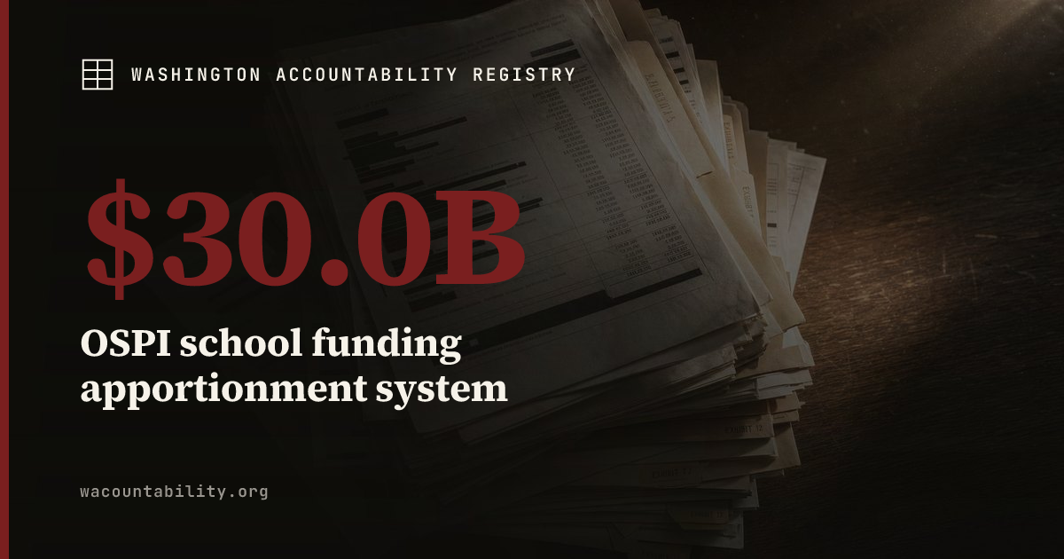 OSPI school funding apportionment system — SAO performance audit finds ...